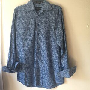 NWT ALFRED SUNG Shirt Button Cotton Blue M 19"Shoulder
